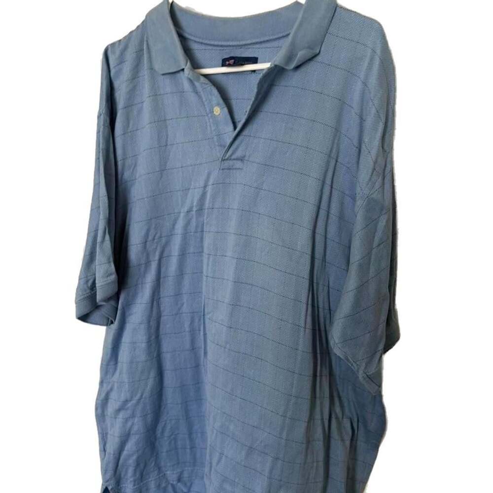 T. Harris London Blue Striped Cotton Polo Shirt
